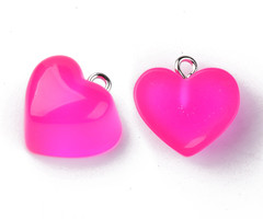 Pink Resin Heart Charm 17x17x10mm