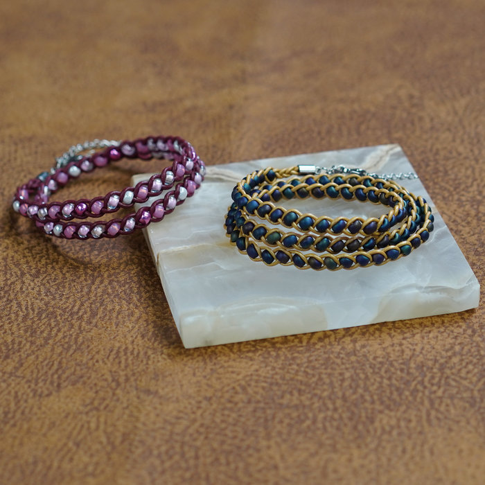 Leren Wikkelarmband Vlechten met Miyuki Rocailles 6/0 - Inspi557