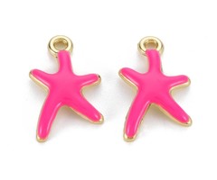 Zeester Bedel Roze met Gold Plated 17x12mm