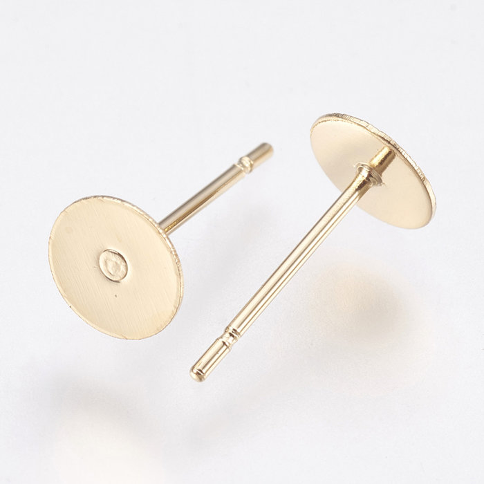 10 pieces Gold Plated Stainless Steel Studs Earrings 12x6mm Golden for Cabochon - A25