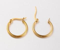 2 pieces Stainless Steel Earrings Gold Plated 20mm