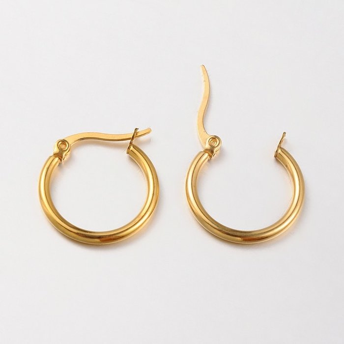 Stainless Steel Hoop Earrings Gold Plated 20mm, 2 pieces