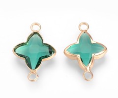 Crystal Glass Tussenzetsel Kruis Groen 21x14x3mm