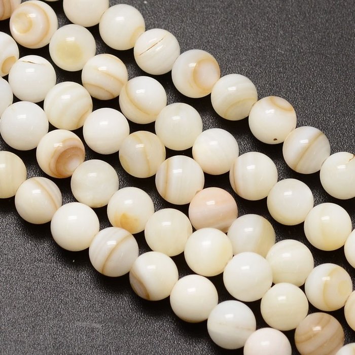 Natural Freshwater Shell Beads 6mm, 55 pieces