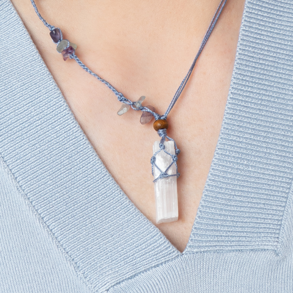 Striped Glass Bead Macrame Necklace - VivaLife Jewelry