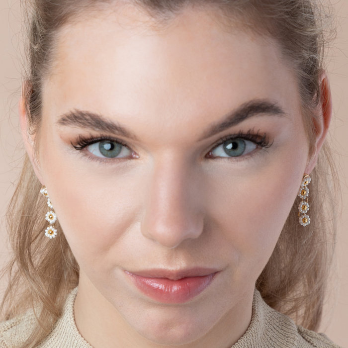 Daisy Flower Earrings with Miyuki Seed Beads - Inspi569