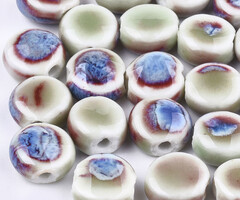 Porcelain Beads 10~11x5mm Green Blue