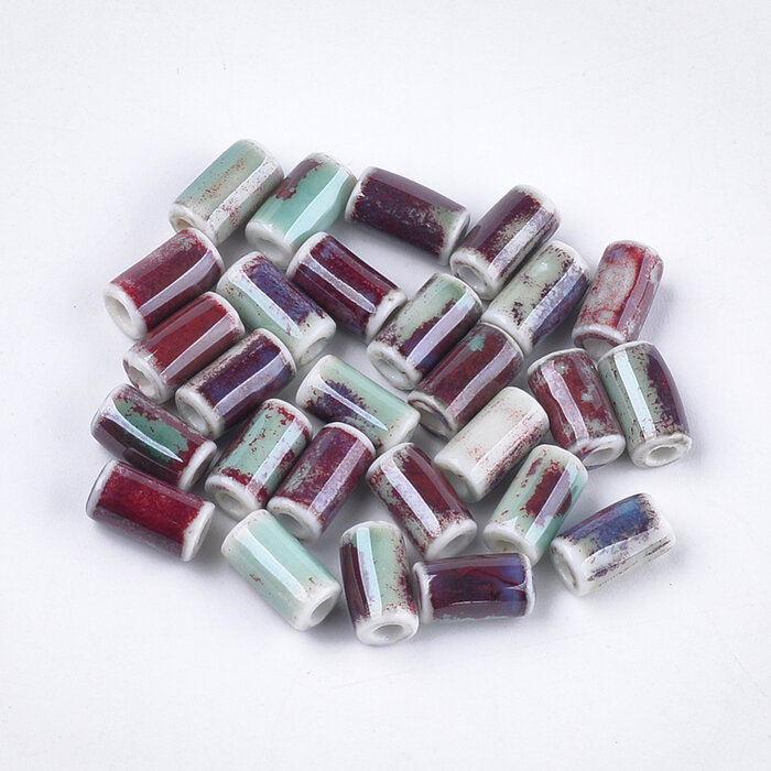 Porselein Kralen 10~11x6mm Groen Rood