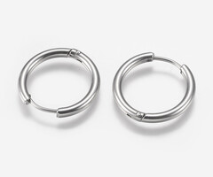 2 stuks Stainless Steel Hoop Huggies Oorbellen Zilver 20mm