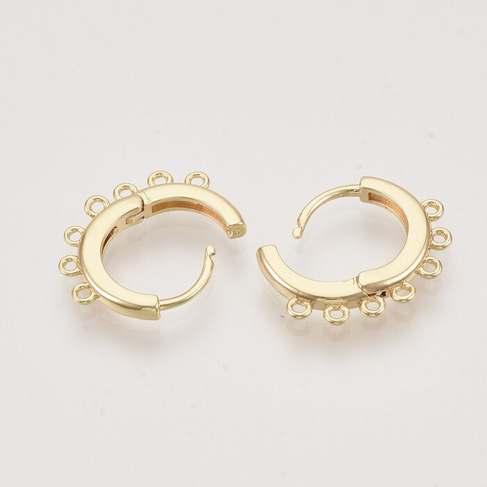 Hoop Huggies Oorbellen Gold Plated met Oogjes 18mm Nikkelvrij, 4 stuks