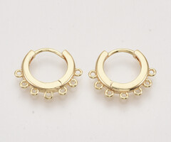 4 stuks Hoop Huggies Oorbellen Gold Plated met Oogjes 18mm Nikkelvrij