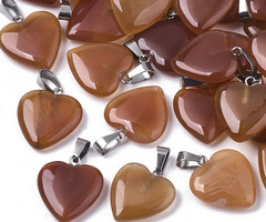 Carnelian Gemstone Charm Heart 20~22mm