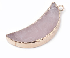 Rose Quartz Gemstone Charm Moon Large 45x20mm