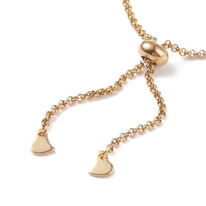 Stainless Steel Armbandje Gold Plated met Schuif Sluiting - 2mm Rolo Chain