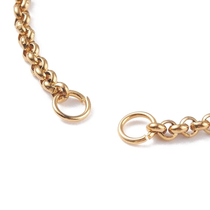 Stainless Steel Armbandje Gold Plated met Schuif Sluiting - 2mm Rolo Chain