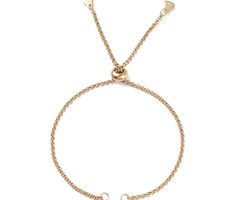 Stainless Steel Bracelet Gold Plated with Slider Clasp - 2mm Rolo Chain