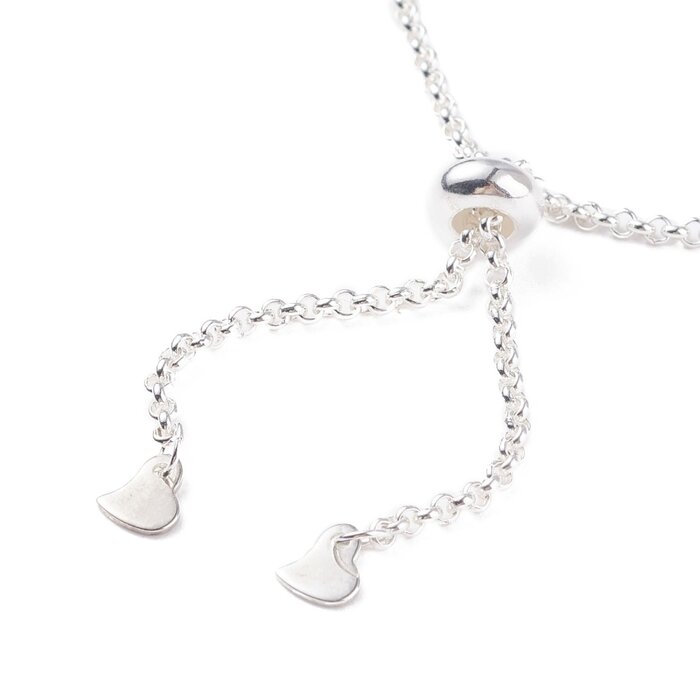 Stainless Steel Bracelet Silver with Slider Clasp - 2mm Rolo Chain