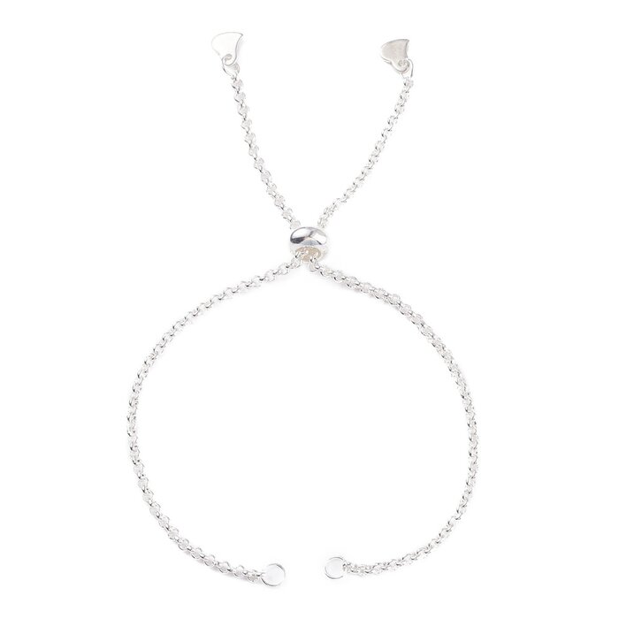 Stainless Steel Bracelet Silver with Slider Clasp - 2mm Rolo Chain