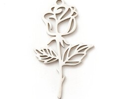 Stainless Steel Bedel Bloem Roos 27x15mm