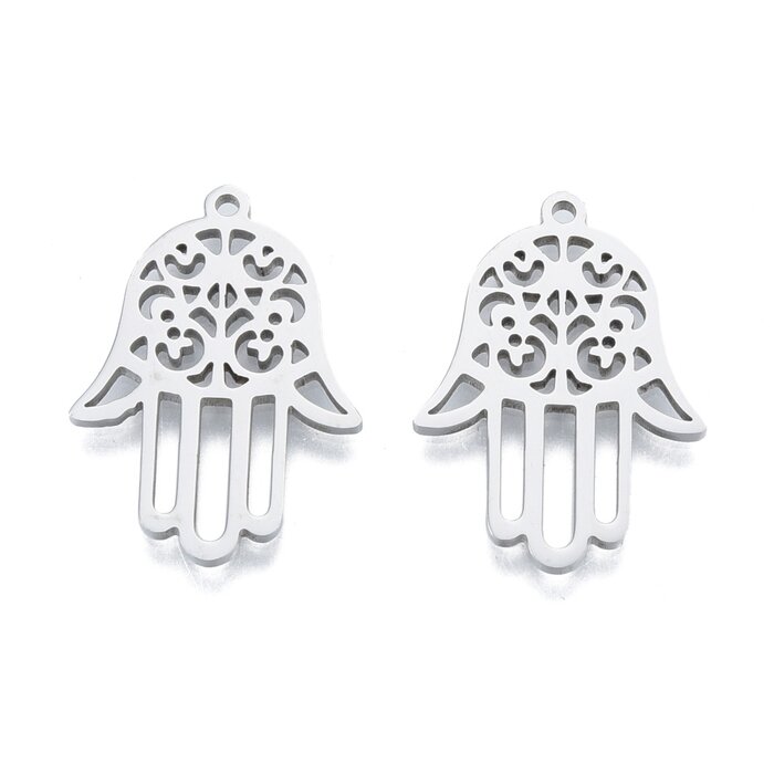 Stainless Steel Charm Hamsa 27x19mm