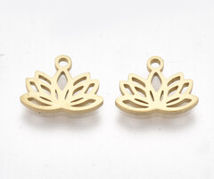 Stainless Steel Charm Flower Lotus Gold Plated 8x10mm