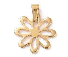 Stainless Steel Bedel Bloem Gold Plated 21mm