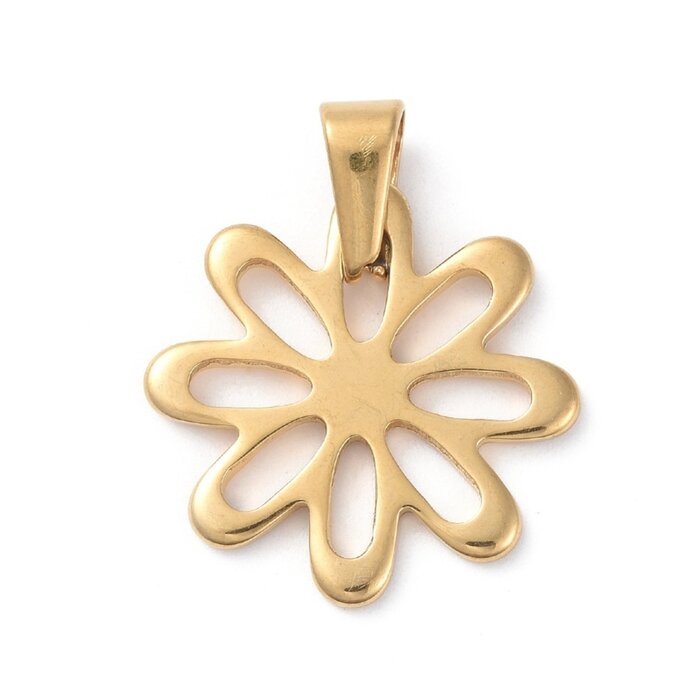 Stainless Steel Bedel Bloem Gold Plated 21mm