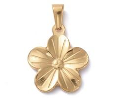 Stainless Steel Bedel Bloem Gold Plated 23x20mm