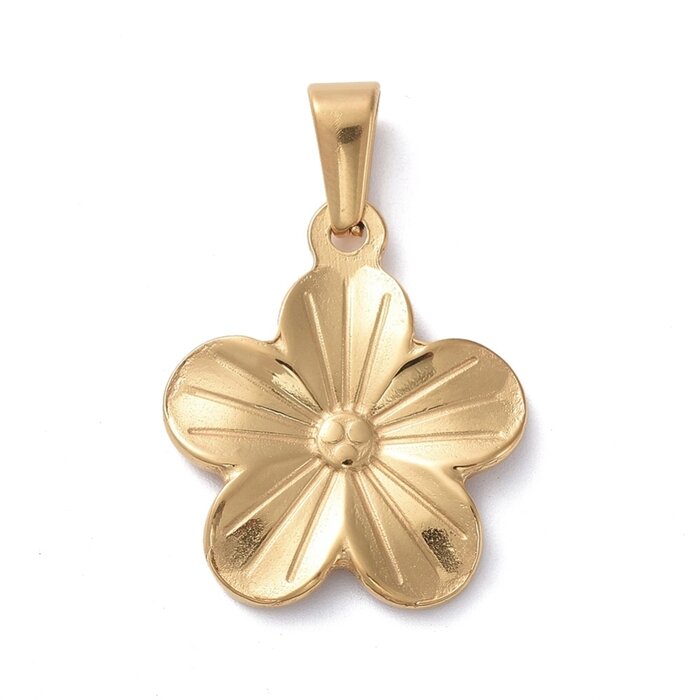 Stainless Steel Bedel Bloem Gold Plated 23x20mm