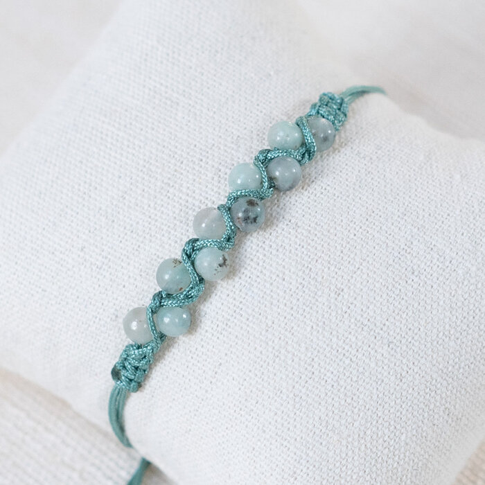 Braided beaded bracelet with Sesame Jasper Gemstone Beads