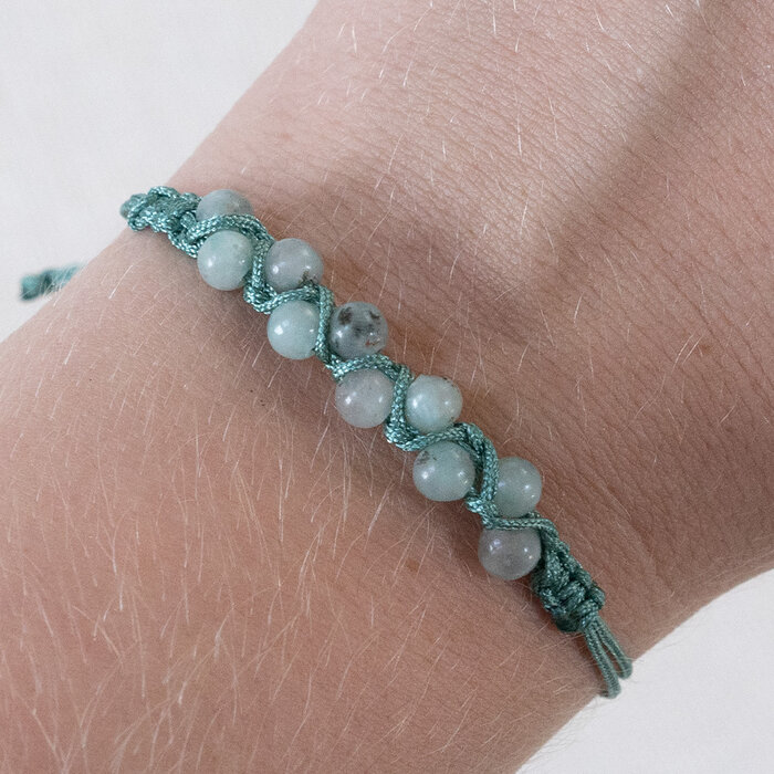 Gevlochten kralen armband met Sesame Jaspis Edelsteen Kralen