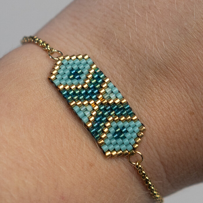 Miyuki brick stitch armbandje met schuif sluiting