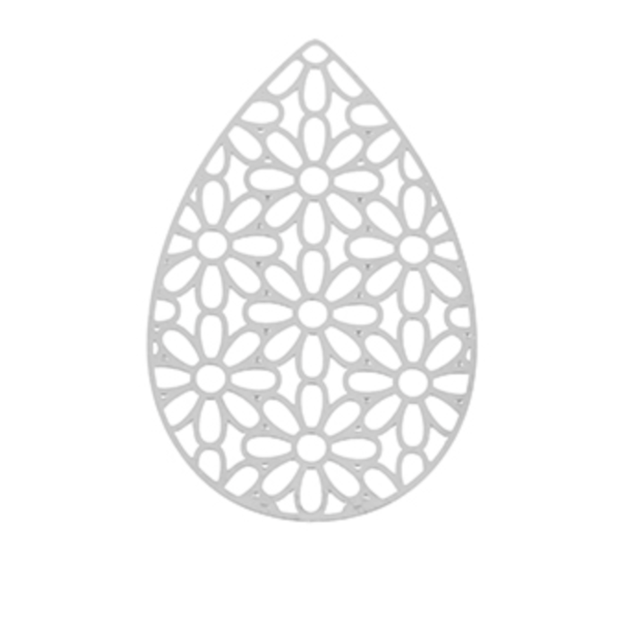 Stainless Steel Bohemian Charms Silver Drop 45x31mm