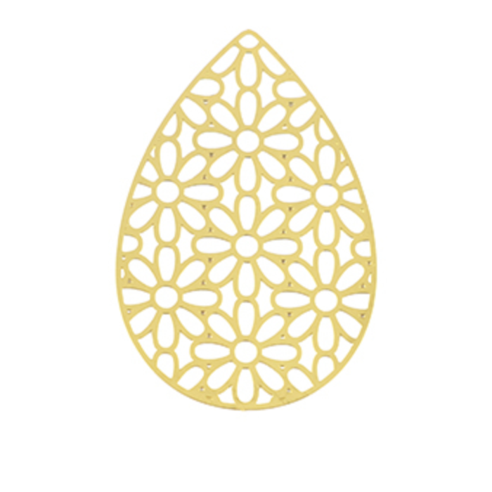 Stainless Steel Bohemian Bedels Gold Plated Druppel 45x31mm