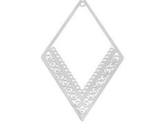Stainless Steel Bohemian Bedels Zilver Ruit 40x26mm