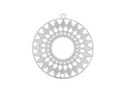 Stainless Steel Bohemian Charms Silver Sun 27x25mm