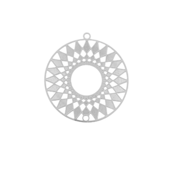 Stainless Steel Bohemian Charms Silver Sun 27x25mm