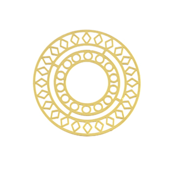 Stainless Steel Bohemian Bedels Gold Plated Cirkel 30mm