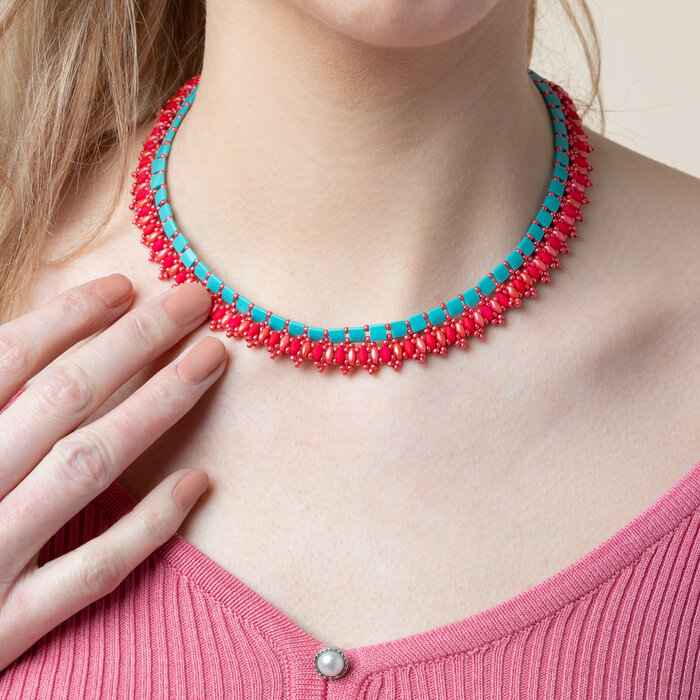 Colorful necklace of Tila and Super duo beads inspi561