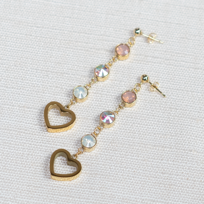 Shiney oorbellen met gouden hartjes