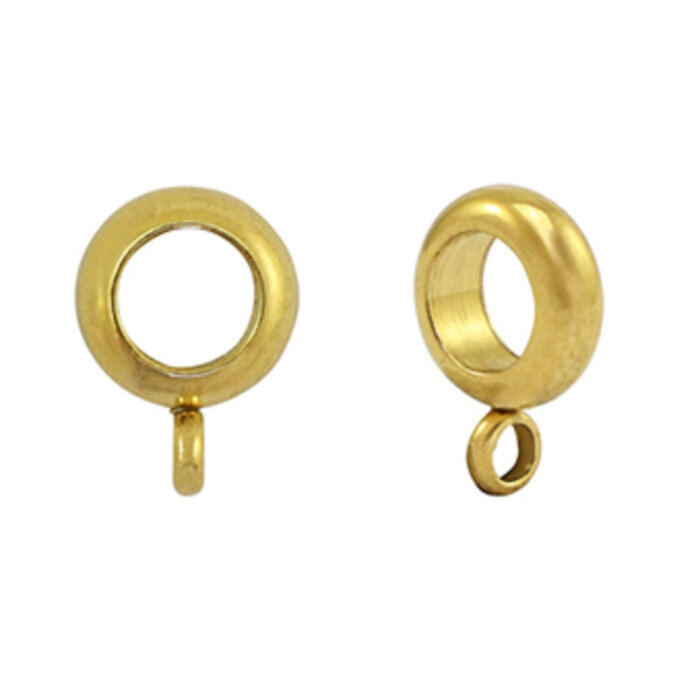 Stainless Steel Bedel Kraal met Oog Goud 12x8mm voor 5mm Koord