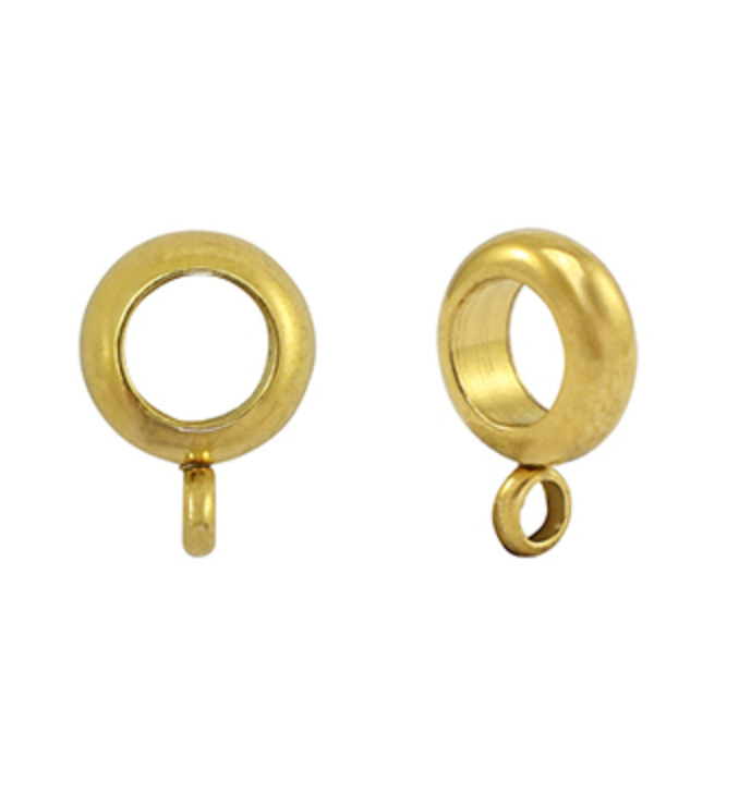 Stainless Steel Bedel Kraal met Oog Goud 12x8mm voor 5mm Koord