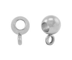 Stainless Steel Bedel Kraal met Oog Zilver 9x6mm voor 3mm Koord