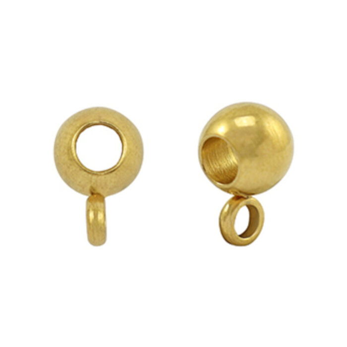 Stainless Steel Bedel Kraal met Oog Goud 9x6mm voor 3mm Koord