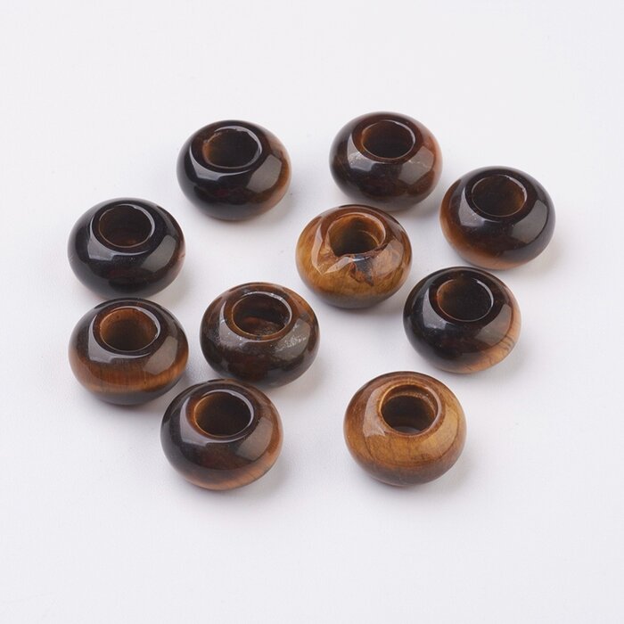 Gemstone Donut Beads / Charm 14mm Tigereye