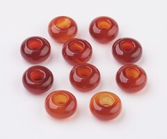 Gemstone Donut Beads / Charm 14mm Carnelian