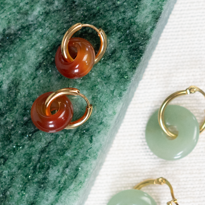 Earrings with Gemstone Donut Beads