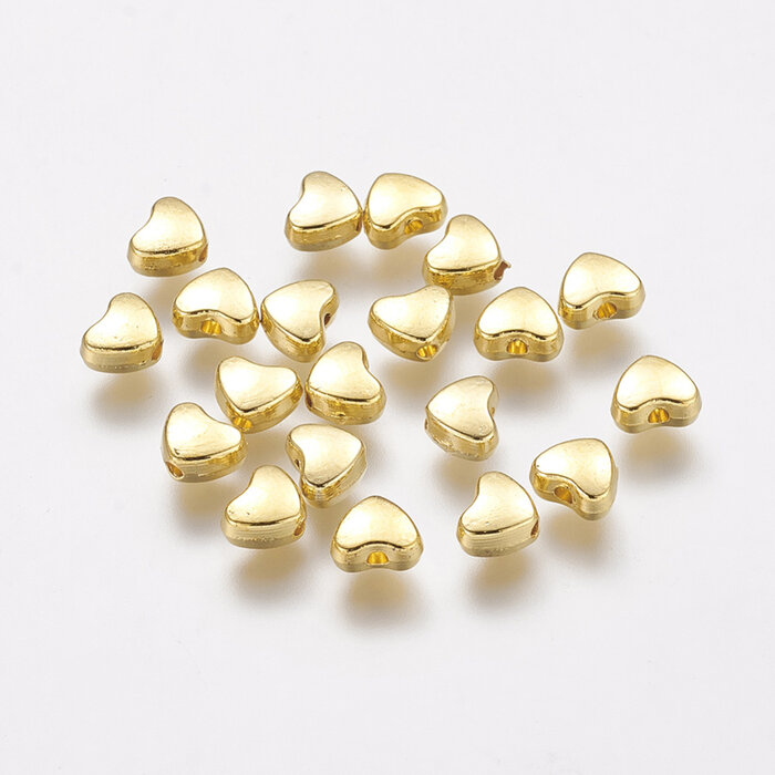 Metalen Hart Kraal Gold Plated Nikkelvrij 5mm, 10 stuks