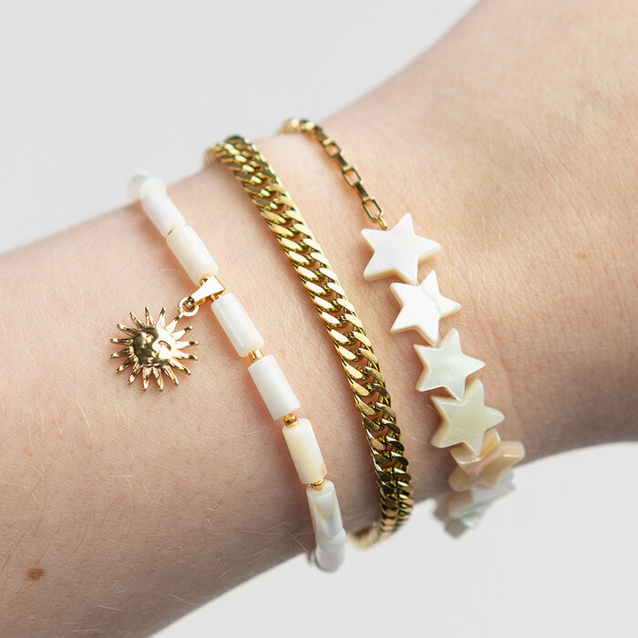 Gekleurde Schelpkralen 8x4mm Off White, streng 45 stuks