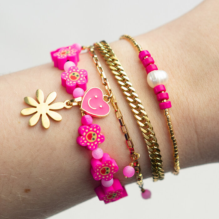 Stainless Steel Flower Charm 19x16mm Gold Plated